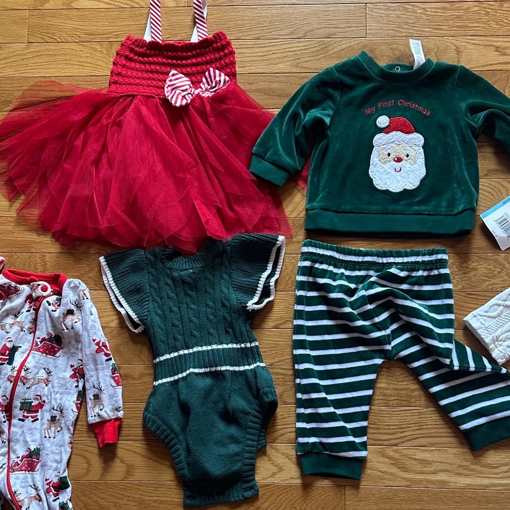 Festive Baby Clothing Set in Red and Green